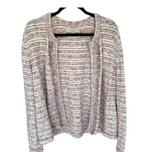 Loft women’s multicolor Fringe Open front Sweater Jacket Size XL